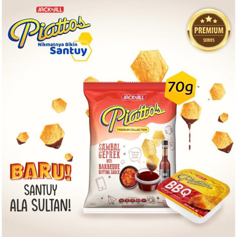 Piattos Premium Collection Sambal Geprek with Barbeque Sauce 70 g