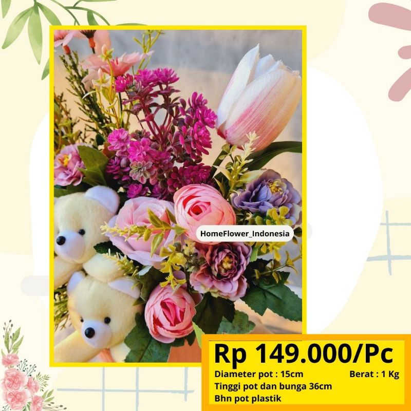 Bunga artificial Rangkai dan Boneka