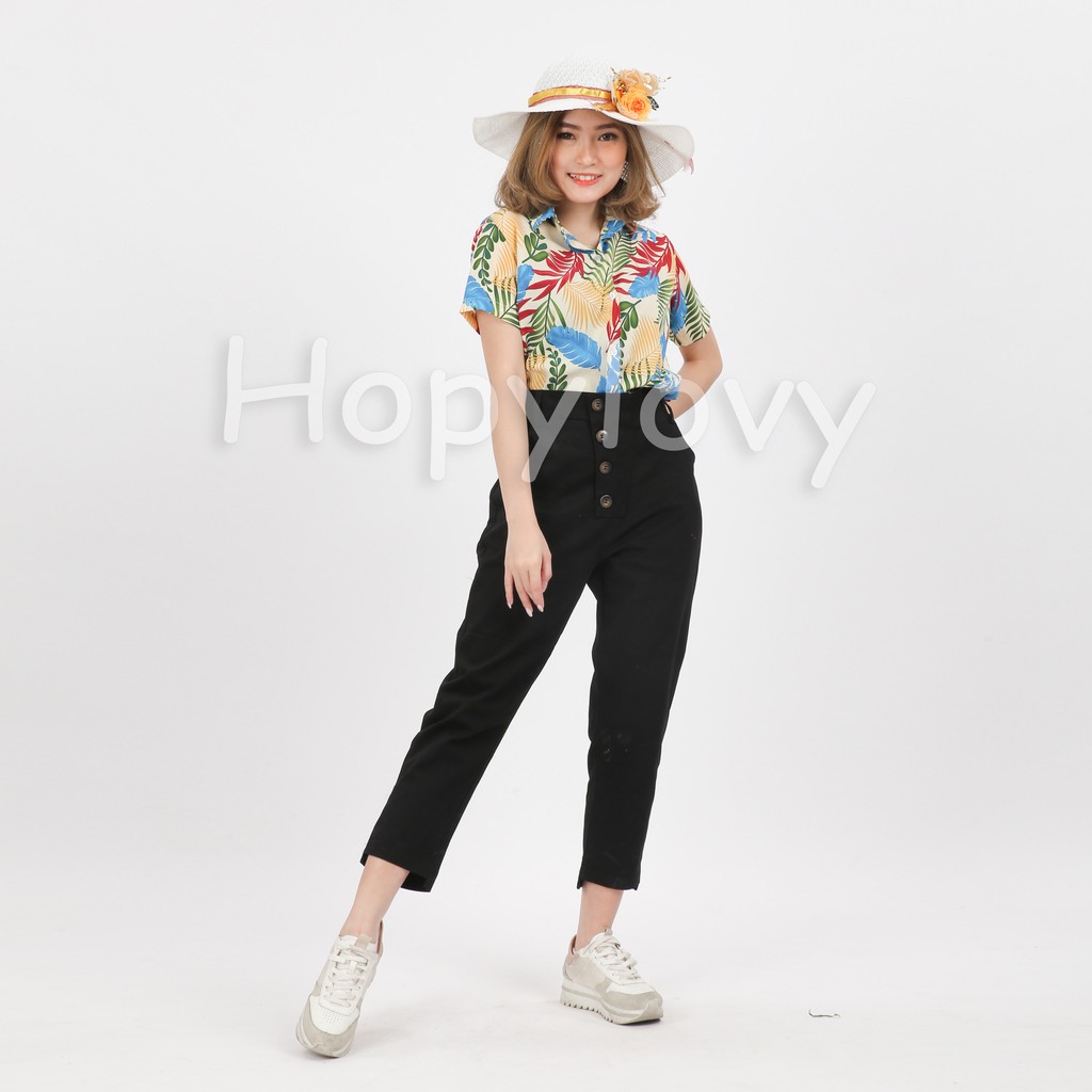 HOPYLOVY - Celana Bahan Kancing 4 Wanita Netiza Cutting Pants