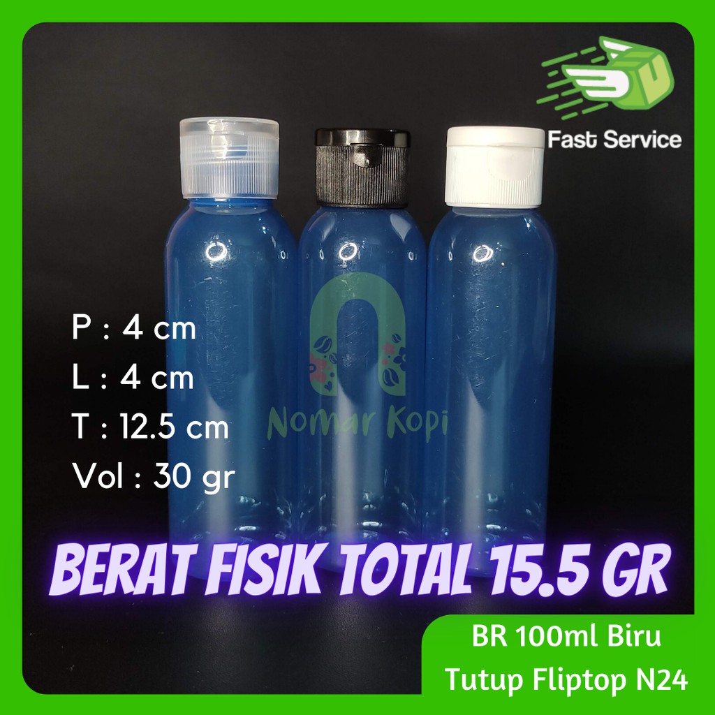 Botol 100ML BR BIRU Fliptop