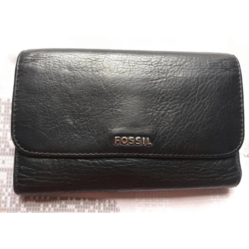 SOLD PRELOVED Fossil Vintage Medium Black Wallet Dompet Lipat fossil