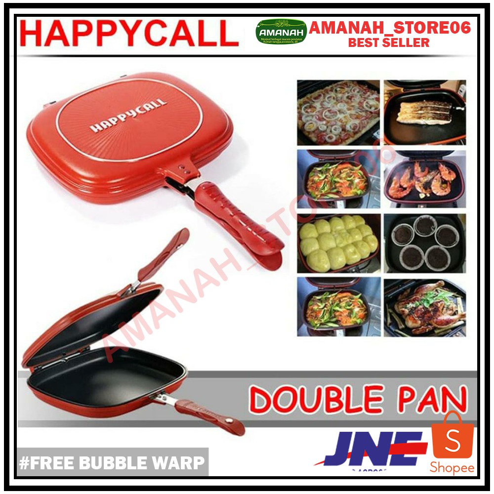 HAPPY CALL DOUBLE PAN JUMBO PANGGANGAN TEFLON ANTI LENGKET GRILL PAN TEFLON KERAMIK MURAH