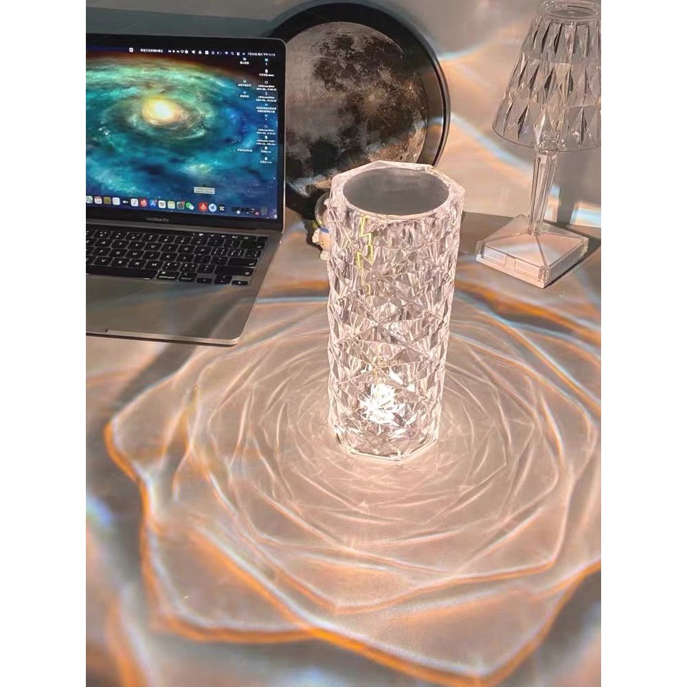 Rose diamond table lamp usb charing touch RGB 16WARNA Crystal Table Lamp Diamond Crystal USB Night Lamp Bedside lampu tidur malam