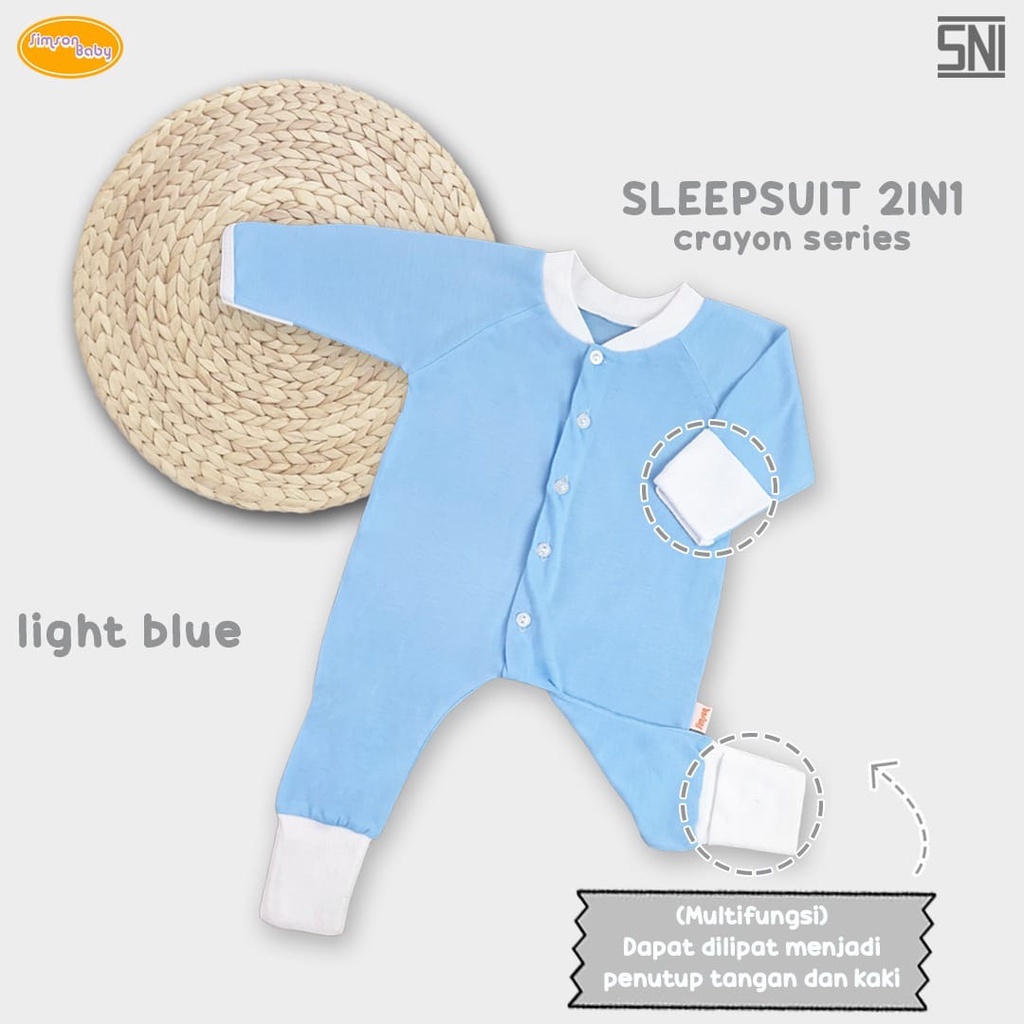 SIMSON BY ARUCHI SLEAPWEAR 2IN1SERIES CRAYON SLEEPSUIT ANAK UNISEX 0 - 9 BULAN