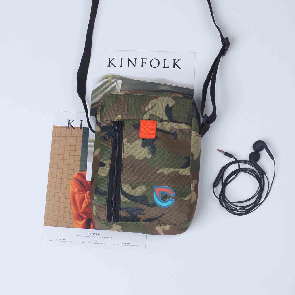 Hanging Wallet Pria Wanita Loreng Army Dompet ID Card HP Kunci Tas Gantung Leher Distro