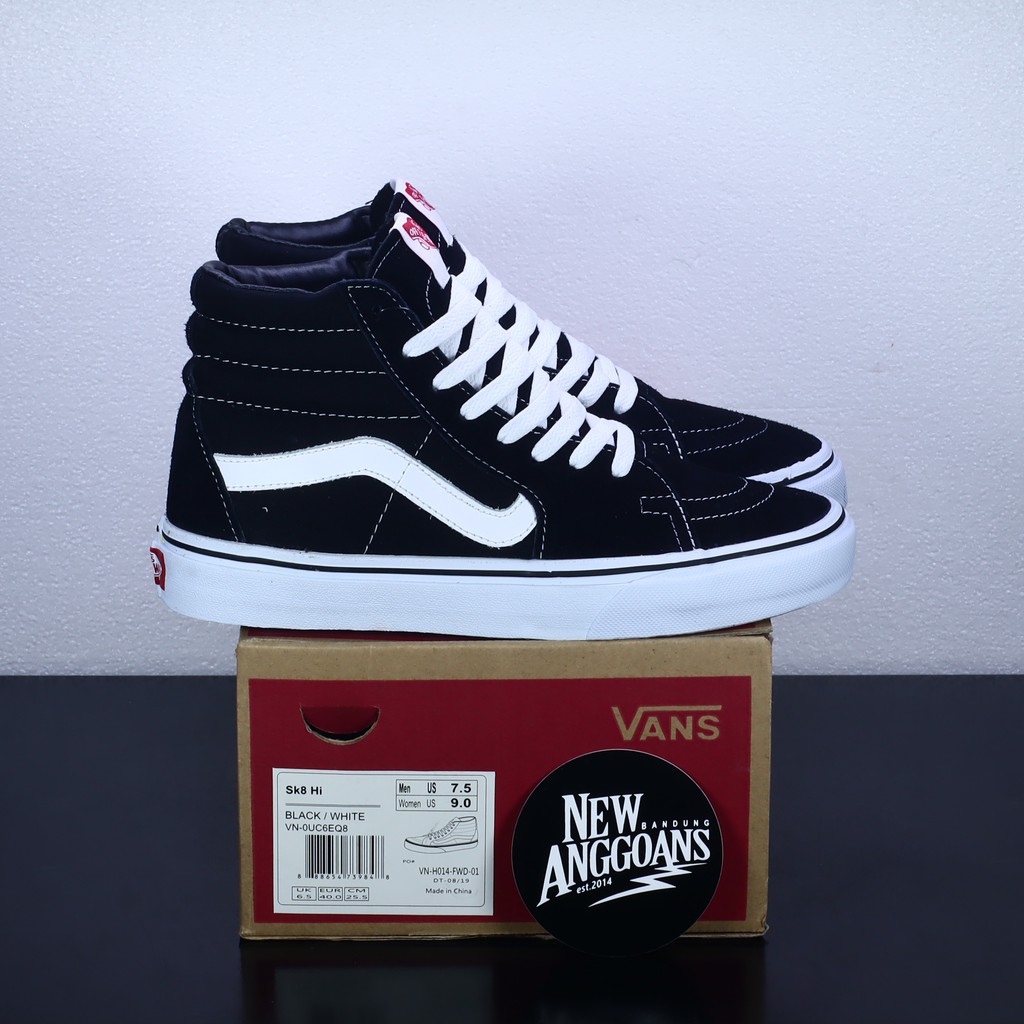  SEPATU  VANS  SK8 HI HIGH CLASSIC BLACK WHITE HITAM PUTIH 