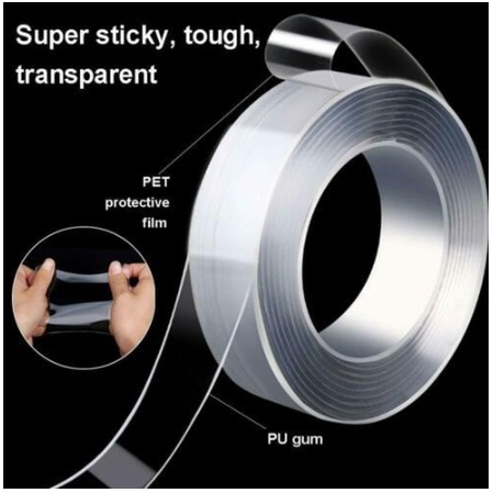 

Double Tape Super Double Tape Perekat Transparent No Trace Washable LAKBAN BENING / LAKBAN ANTI AIR