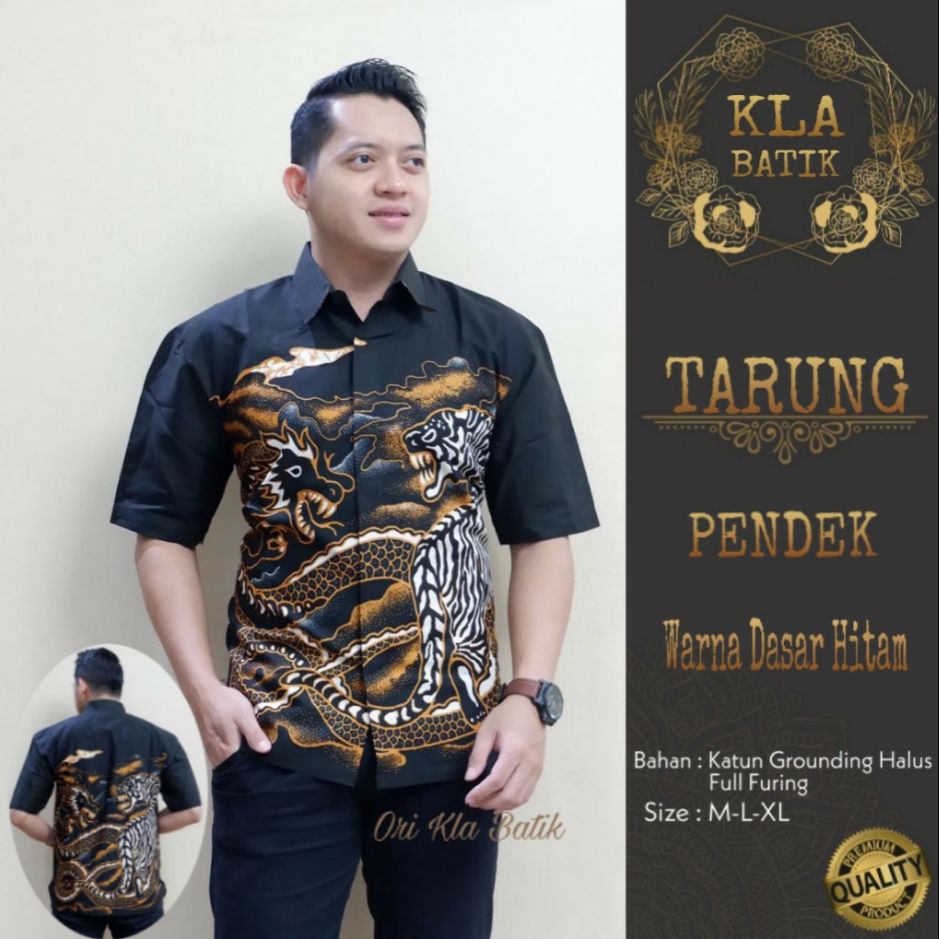 Batik Lengan Pandek Terbaru Baju Batik Lengan Pendek Motif Harimau TARUNG PENDEK Batik Pendek Furing