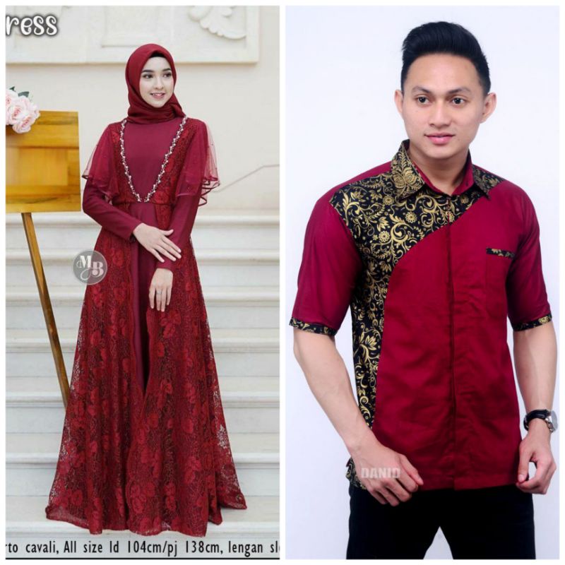 Baju Couple Gamis Brokat Gamis Sepasang Suami Istri Dress Maxi