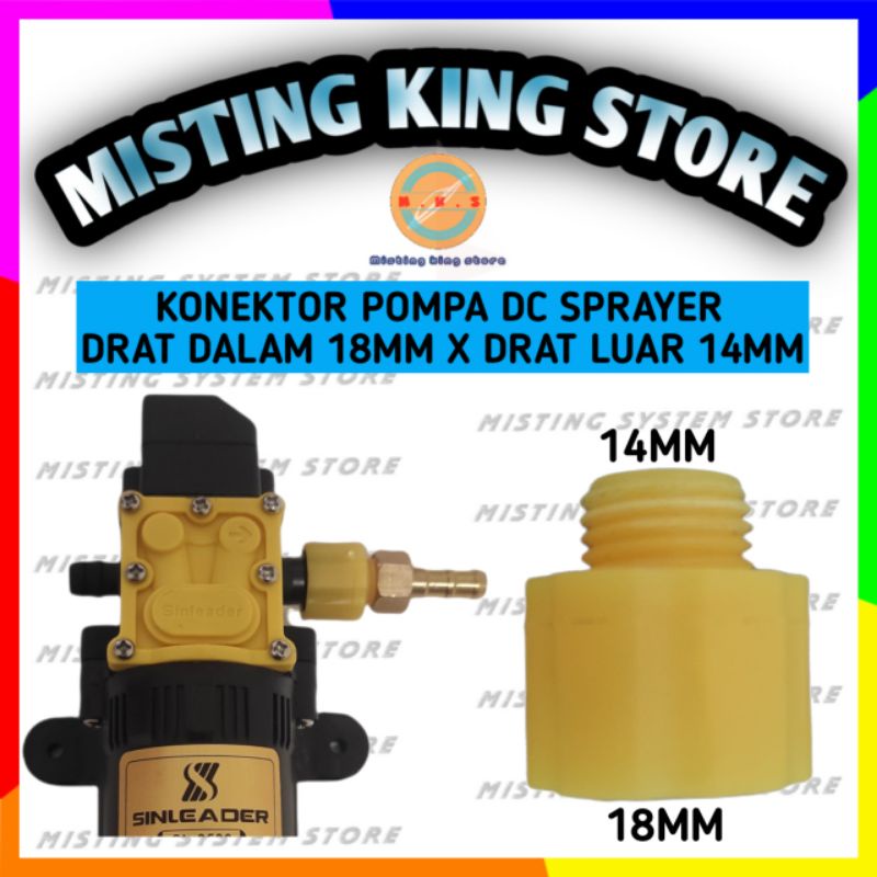 NEPEL SOCKET DRAT DALAM 18MM KE 14MM DRAT LUAR + KARET ORING RUBBER UNTUK KONEKTOR SAMBUNGAN POMPA DC 12V NIPPLE SPRAYER SANCHIN M14 MM