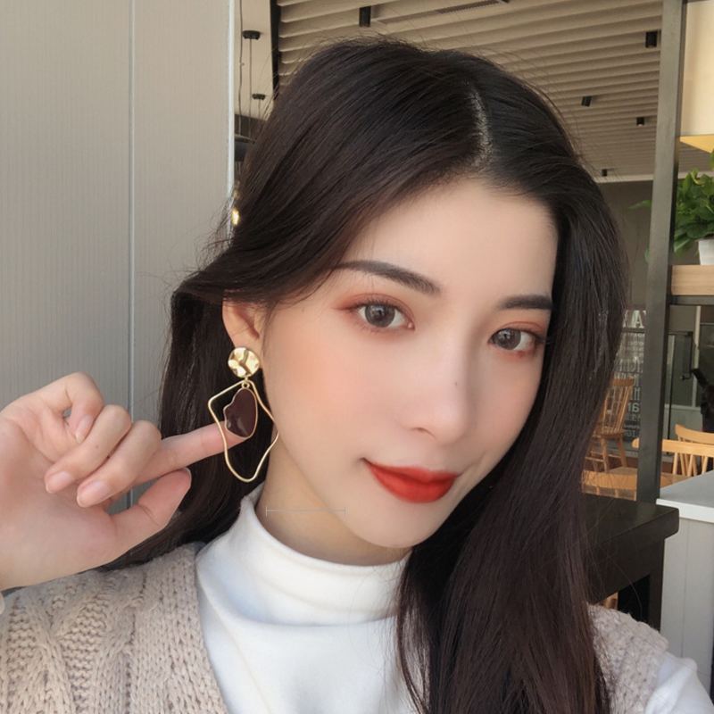 Anting Tusuk Gantung Bahan Sterling silver 925 Desain Geometri Asimetris Gaya retro Untuk Wanita