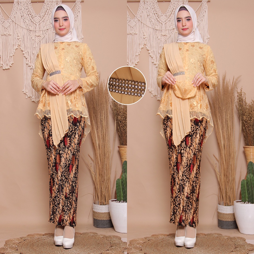 ATASAN KEBAYA TUNIK / TUNIK TULLE / KEBAYA MODERN AURORA SELENDANG-ATASAN GOLD