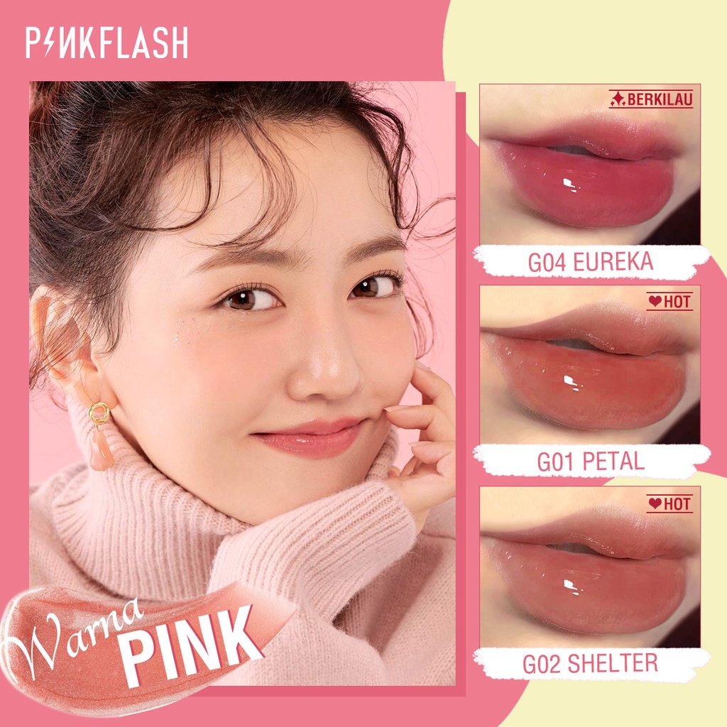 Pinkflash Lip Gloss Pelembab Berkilau Untuk Perawatan Bibir Montok #Ohmygloss