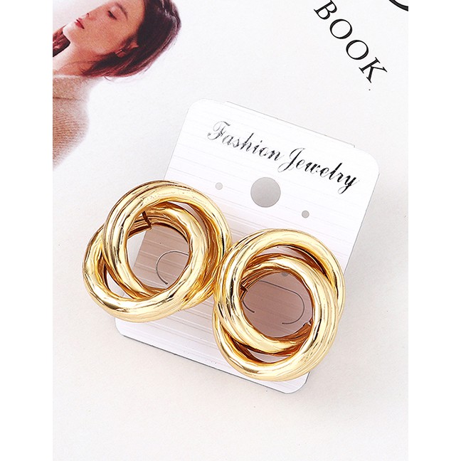 LRC Anting Tusuk Fashion K Double Row Cross Hollow Earrings Y61823