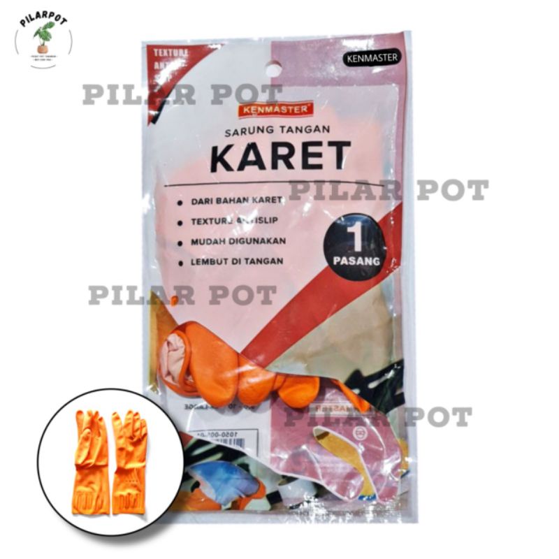 Sarung tangan karet merk latex orange cocok untuk berkebun dan cuci piring - KENMASTER