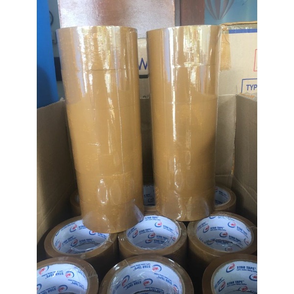 LAKBAN COKLAT BENING ( 1 DUS ) STAR TAPE - Selotip Isolasi Clear Cokelat Putih Lengket Kuelitas Terbaik Murah 90 Yard X 45 mm (2 Inch) - Tape Perekat Pengikat Pelengket Lakban Murah Lakban Kualitas Terbaik