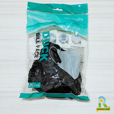 Masker Duckbill Garis Hijab Hitam Model Sensi isi 25 Pcs 25Pcs