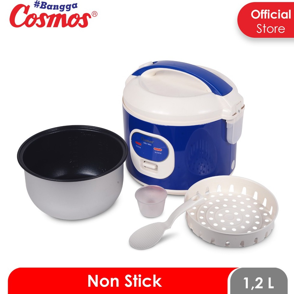 Cosmos CRJ1803 Rice Cooker Mini / Magic Com Kecil 1.2 Liter 3 in 1 Bonus Gelas Ukur dan Sendok Nasi