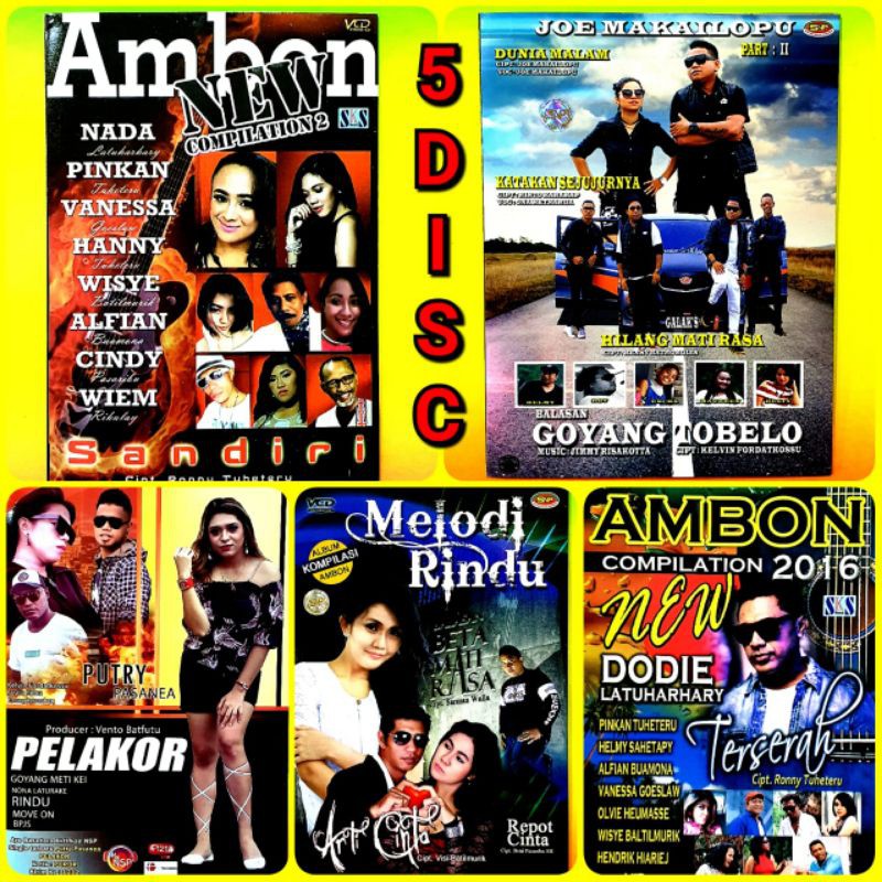KASET ORIGINAL VIDEO MUSIK KARAOKE LAGU POP AMBON TERLARIS 5 DISC LENGKAP-LAGU AMBON TERBAIK