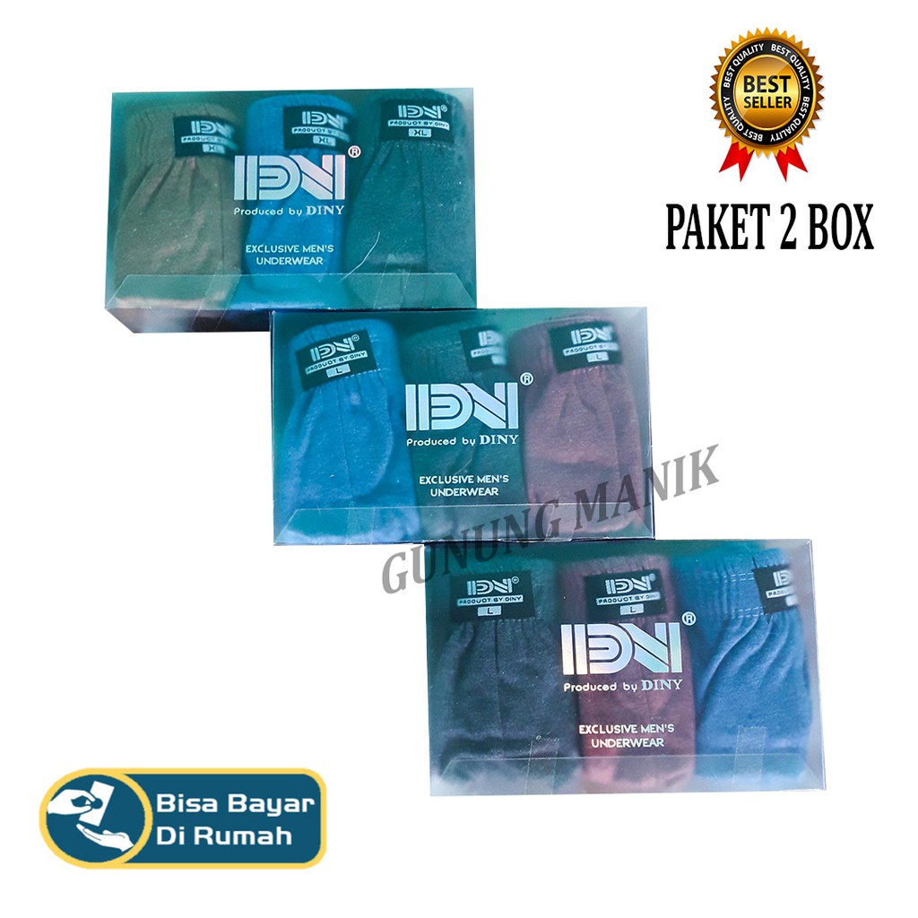 celana dalam murah pria isi 3 pcs 1 box diny pria size M.L.XL bahan katun menyerap keringat