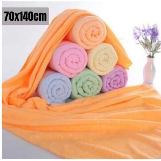 HANDUK BAYI MANDI ANAK BESAR MICROFIBER POLOS BESAR 70 X 140 / HANDUK MANDI HALUS LEMBUT