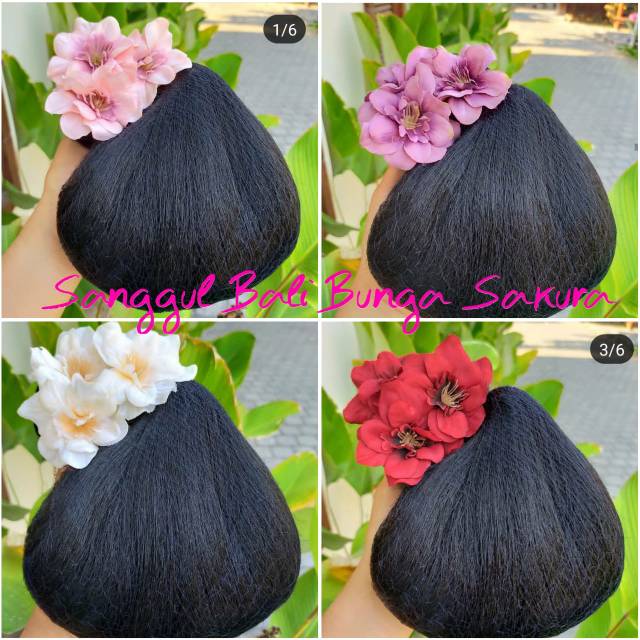 Set sanggul bali size medium mix semanggi sakura 3 kuntum / Sanggul wisuda / Sanggul payas agung