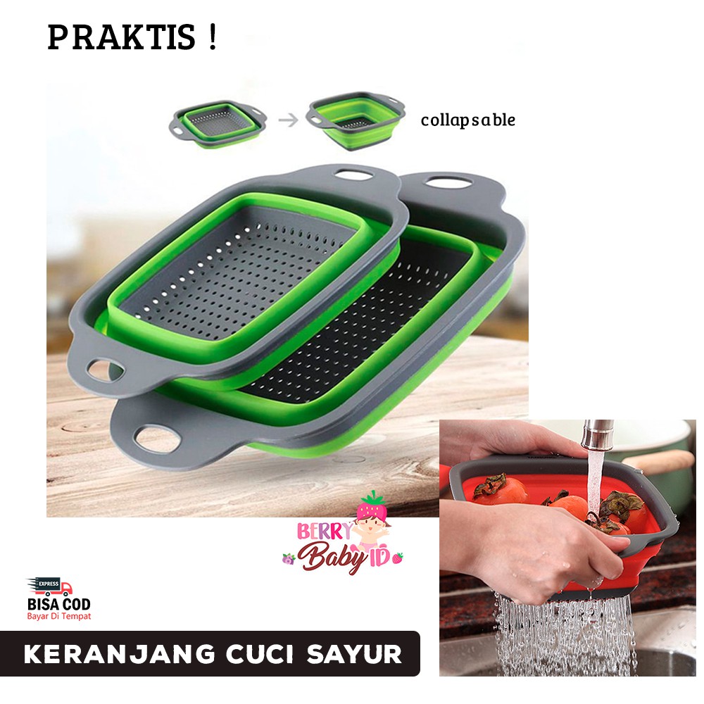 Berry Mart Keranjang Saringan Sayur Drain Basket Foldable Collapsible Size L Berry Mart