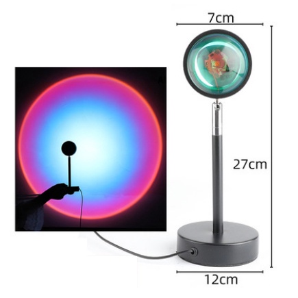 Sunset lamp Lampu Tidur Proyektor Led Motif Matahari Terbenam Warna Pelangi Kamar Tidur-Rainbow-27cm