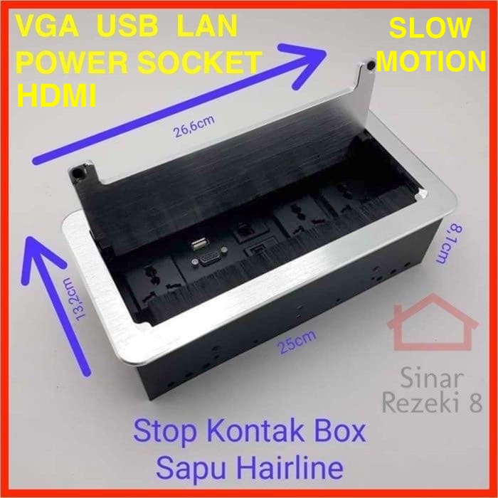 Stop Kontak Box Grommet Cable Tutup Lubang Kabel USB HDMI Meja Kerja Meeting HL Flip
