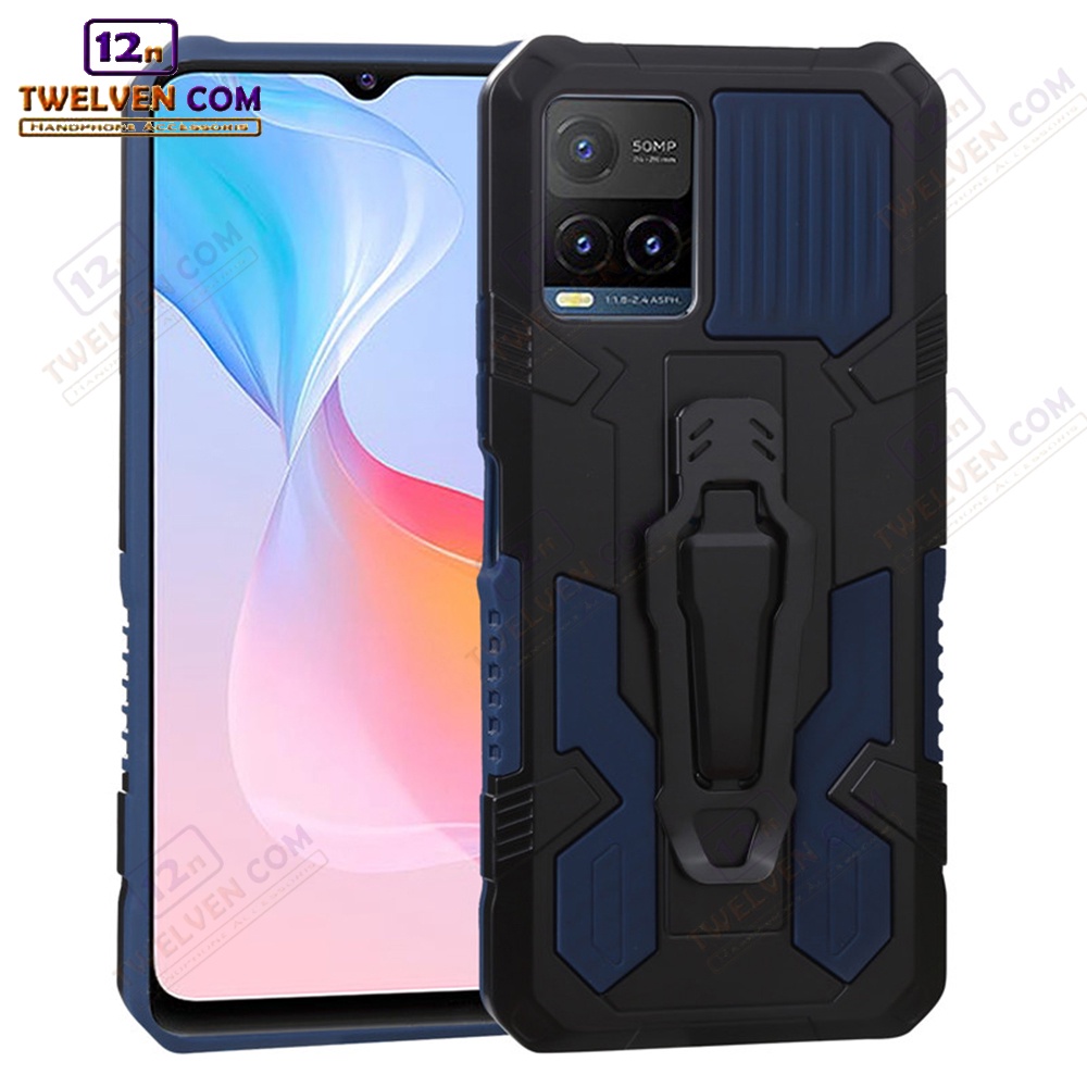Case Shockproof Vivo Y21 Armor Hardcase Stand Clip