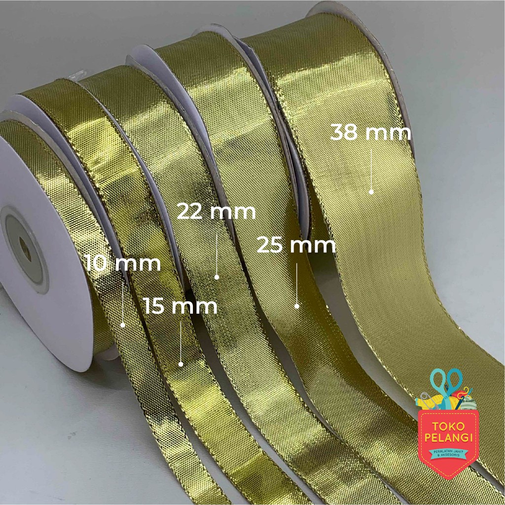 

Pita Hampers Emas/Gold Per ROLL 25 yard 22,5 meter Kado Natal Lebaran Hari Raya