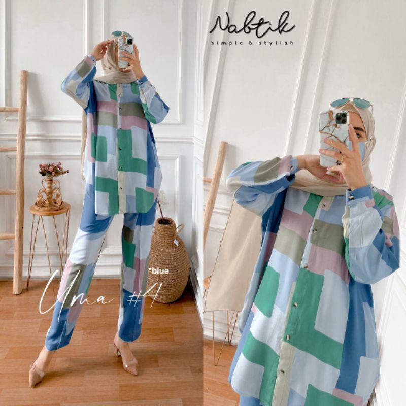 FREE MASKER SETELAN WANITA JUMBO UMA #4 ORIGINAL NABTIK HIJAB SOLO