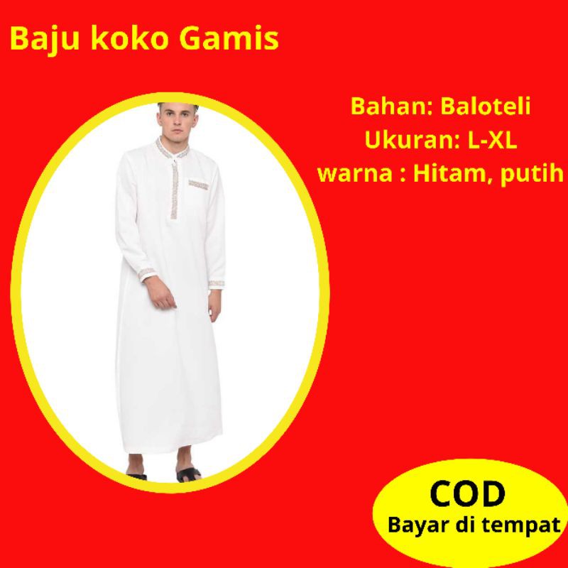 GAMIS PRIA DEWASA BAJU KOKO KURTA  LAKI LAKI WARNA HITAM PUTIH