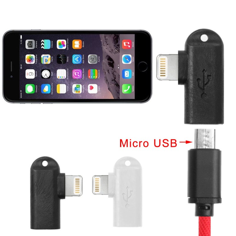 Vivi Kabel Data / Charger Micro Usb Female Ke Lightning Male 90 Derajat Untuk Iphone 8 / 5