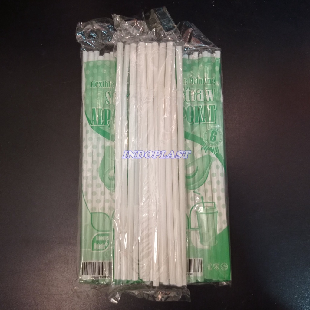 Sendok Plastik/Sedotan Minuman/Sedotan Bengkok Alpokat Hijau 6mm