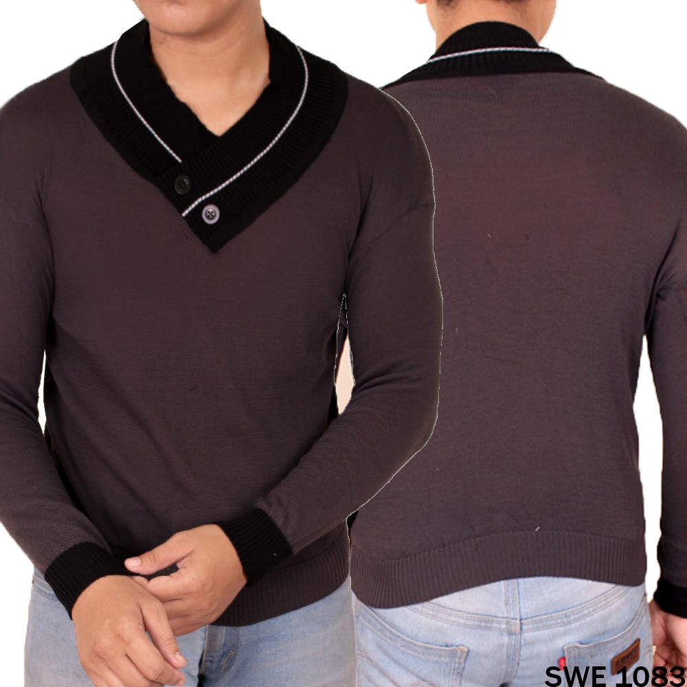 Sweater Pria Polos Motif V-Neck - Bahan Rajut (COMB)