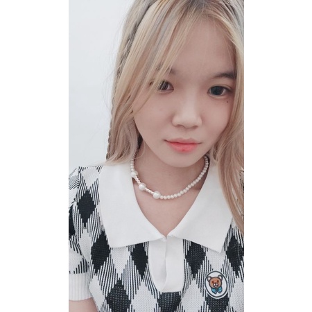Levronka Pipe Pearl Side Necklace Kalung Choker Mutiara Samping Korea