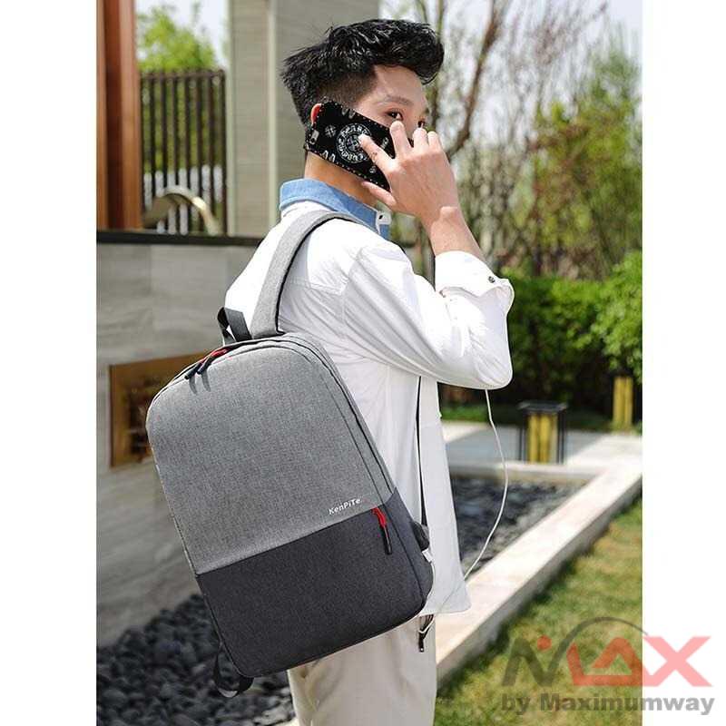 KenPiTe Tas Kerja Kuliah Kantor Sekolah Tas Ransel Laptop Backpack dengan USB Charger Port