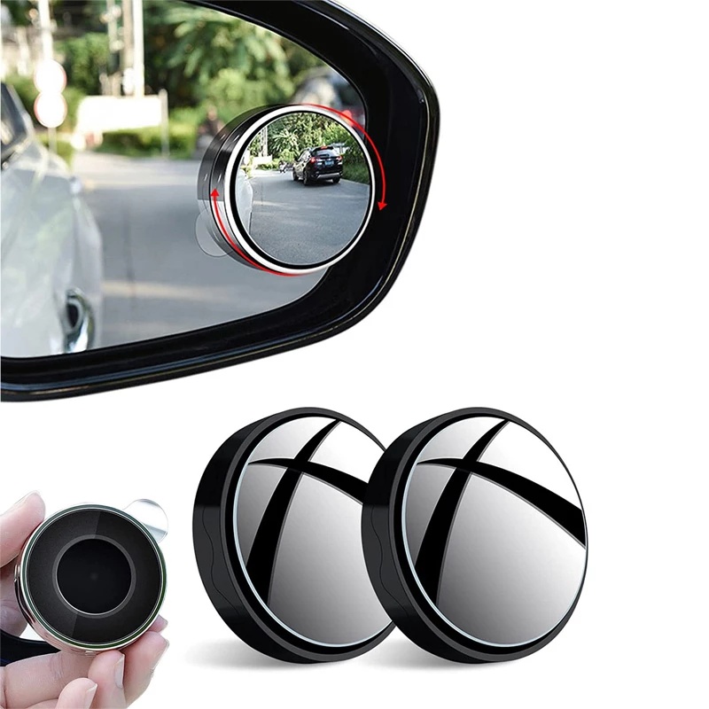 (2 Pcs) (Kaca Spion Blind Spot Mobil Wide Angle Cembung Adjustable Dengan Kop Perekat