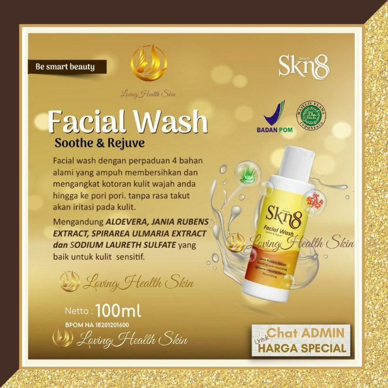 FACIAL WASH SKN8 BEAUTY NON SLS SKINCARE ALAMI PLUS PROBIOTIK SKN 8 ORIGINAL TERMURAH