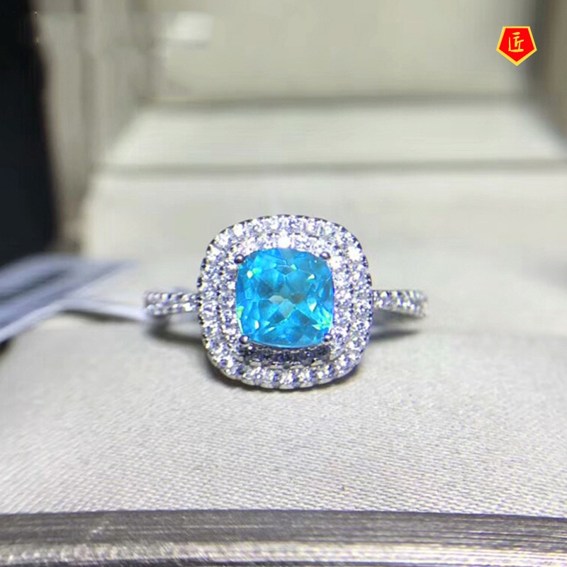 [Ready Stock]S925 Silver Blue Topaz Gemstone Ring