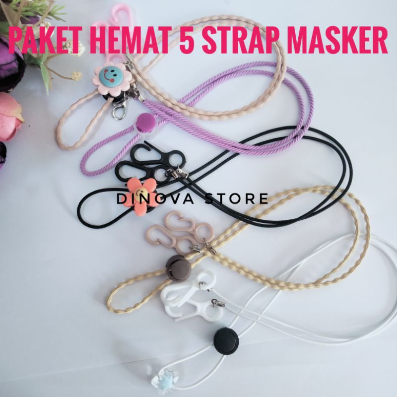 PAKET HEMAT 5 strap masker/strap masker/strap masker hijab/tali masker/dinova store