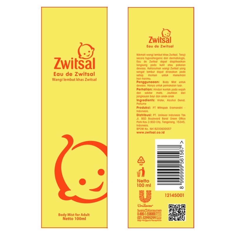 Zwitsal body mist for adult original - parfum aroma bayi