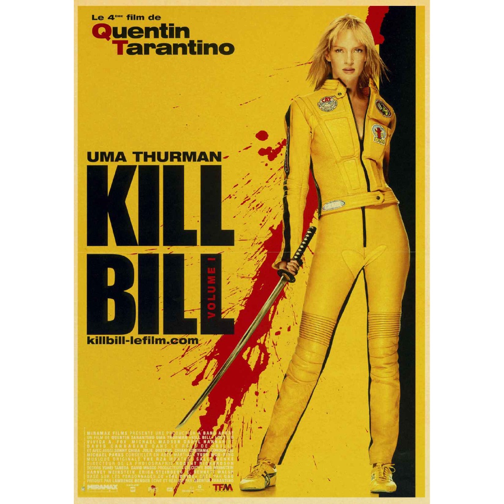 Poster Stiker Dinding Desain Film Kill Bill Klasik Vintage Bahan Kertas Kraft Untuk Dekorasi Rumah / Bar