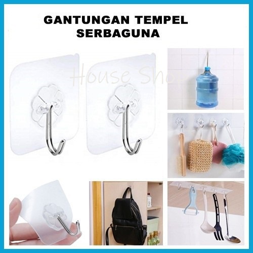 HS-0137 Gantungan Hook Tempel Multifungsi - Gantungan Kail Barang Baju Tempel Serbaguna