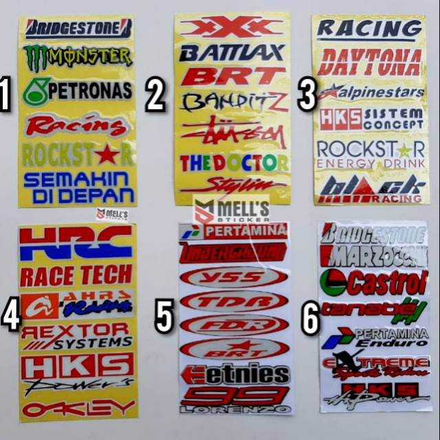  Stiker  sticker motor mobil helm  visor papanan sponsor 