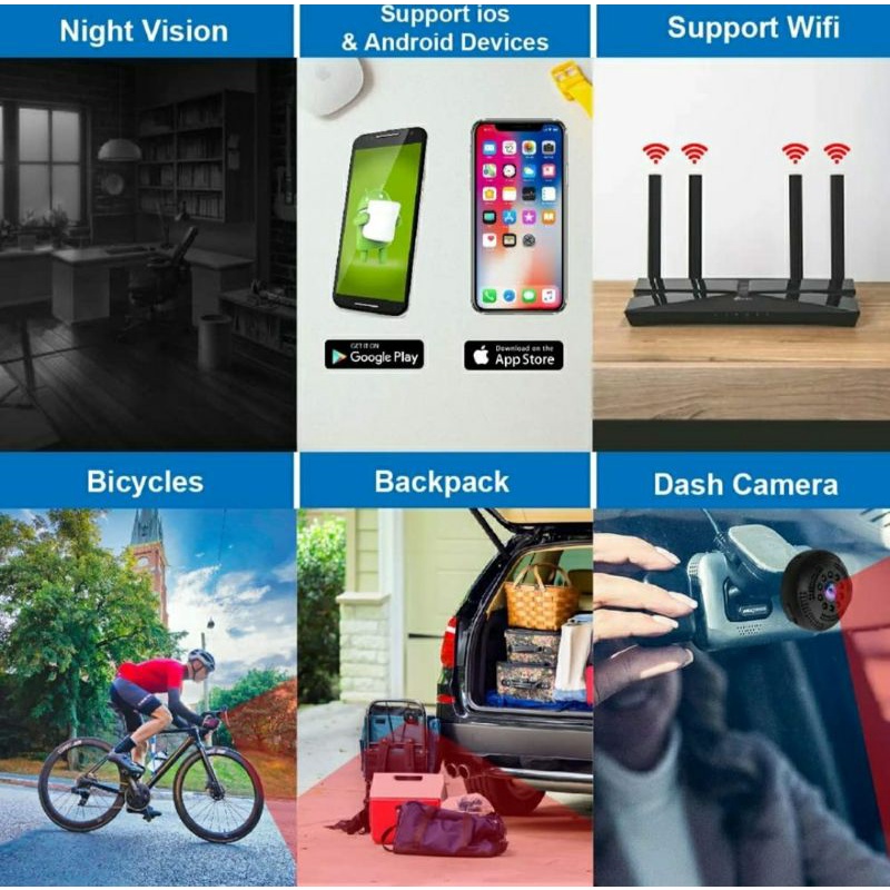 New IP Cam Mini Spy WiFi HD 8MP Smart CCTV Wireless Camera Pengintai