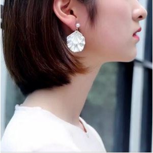 Anting Korea Import Pearl Stud Kerang 2 Tumpuk