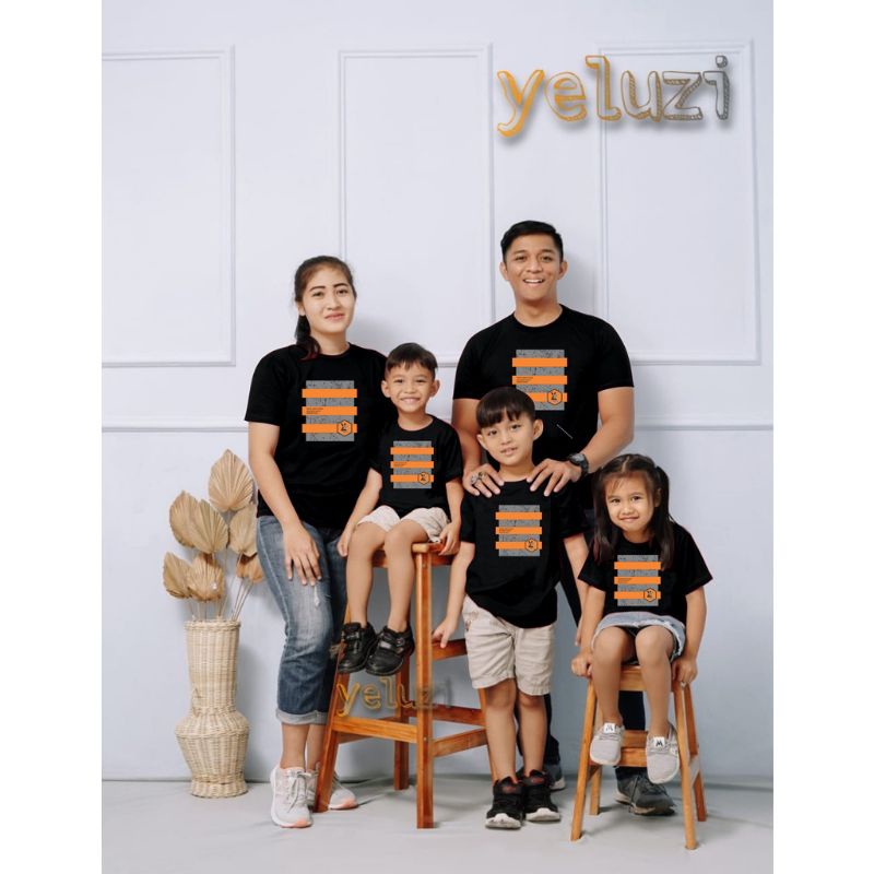 Kaos Oblong DISTRO COUPLE sarimbit keluarga Hitam Garis Yeluzi