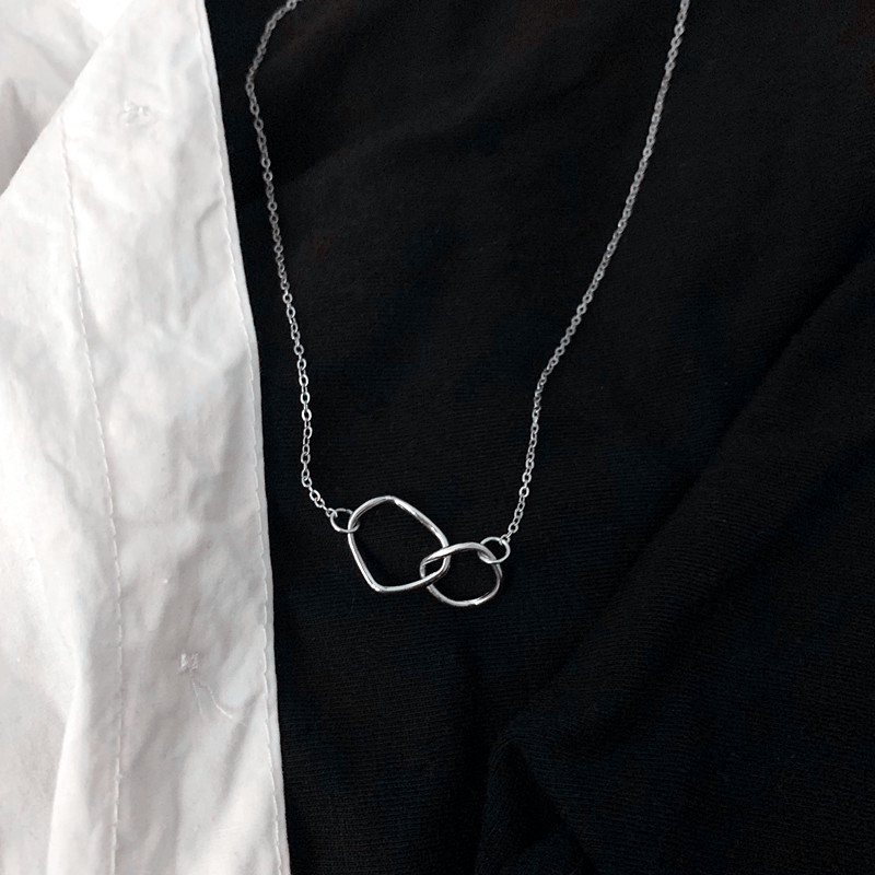 Simple Temperament Necklace Clavicle Chain Ins Double Ring Interlocking Pendant Choker